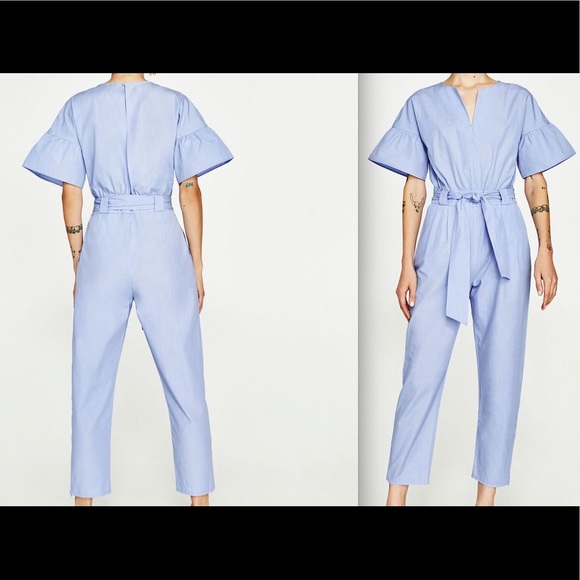 Zara Pants - ZARA Poplin Open Back Jumpsuit size M